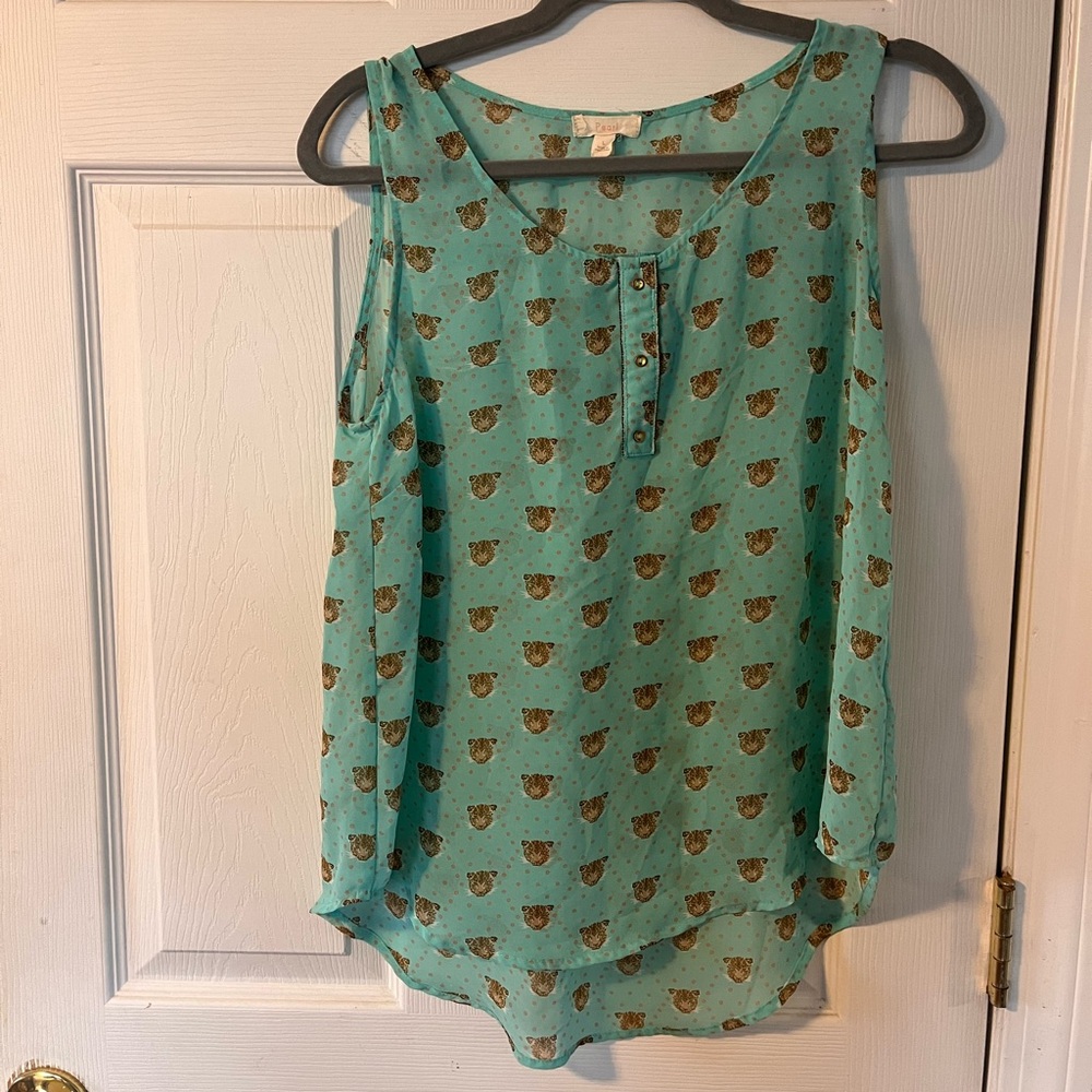 Tiger print sheer shirt